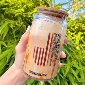 Best Effin Bonus Dad Ever Glass Can Step Dad Fathers Day Vintage American Flag TS11 Black Print Your Wear