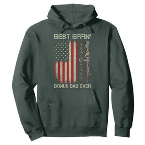 Best Effin Bonus Dad Ever Hoodie Step Dad Fathers Day Vintage American Flag TS11 Dark Forest Green Print Your Wear