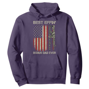 Best Effin Bonus Dad Ever Hoodie Step Dad Fathers Day Vintage American Flag TS11 Purple Print Your Wear