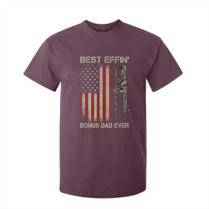 Best Effin Bonus Dad Ever T Shirt For Kid Step Dad Fathers Day Vintage American Flag TS11 Maroon Print Your Wear