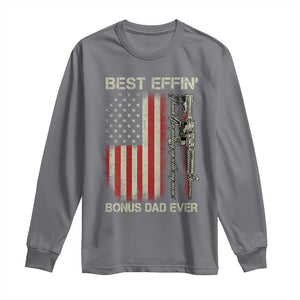 Best Effin Bonus Dad Ever Long Sleeve Shirt Step Dad Fathers Day Vintage American Flag TS11 Charcoal Print Your Wear