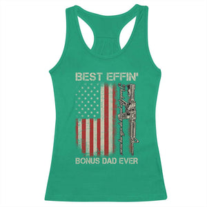 Best Effin Bonus Dad Ever Racerback Tank Top Step Dad Fathers Day Vintage American Flag TS11 Irish Green Print Your Wear