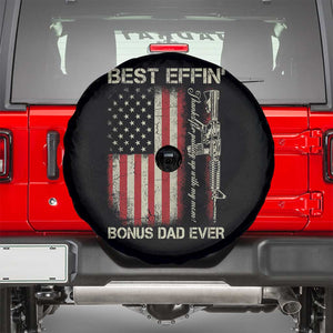 Best Effin Bonus Dad Ever Spare Tire Cover Step Dad Fathers Day Vintage American Flag TS11 Black Print Your Wear