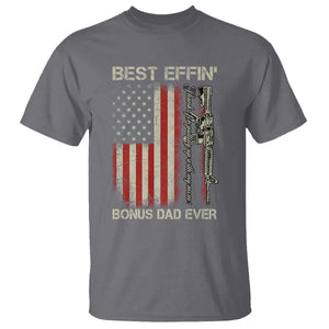 Best Effin Bonus Dad Ever T Shirt Step Dad Fathers Day Vintage American Flag TS11 Charcoal Print Your Wear