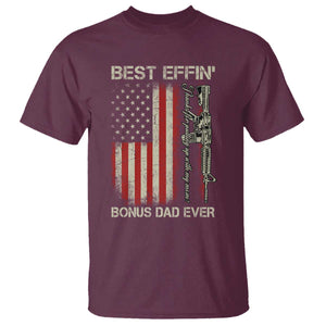 Best Effin Bonus Dad Ever T Shirt Step Dad Fathers Day Vintage American Flag TS11 Maroon Print Your Wear