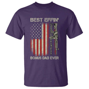 Best Effin Bonus Dad Ever T Shirt Step Dad Fathers Day Vintage American Flag TS11 Purple Print Your Wear