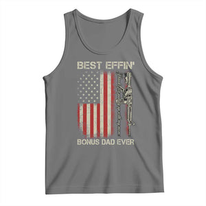 Best Effin Bonus Dad Ever Tank Top Step Dad Fathers Day Vintage American Flag TS11 Black Heather Print Your Wear