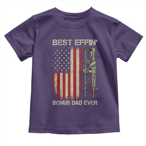 Best Effin Bonus Dad Ever Toddler T Shirt Step Dad Fathers Day Vintage American Flag TS11 Purple Print Your Wear