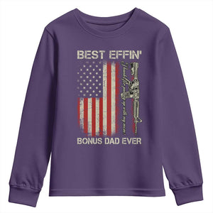 Best Effin Bonus Dad Ever Youth Sweatshirt Step Dad Fathers Day Vintage American Flag TS11 Purple Print Your Wear