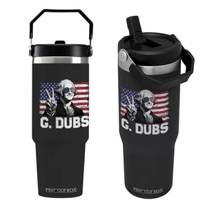 G Dubs George Washington Funny 4th Of July Flip Straw Tumbler Vintage American Flag