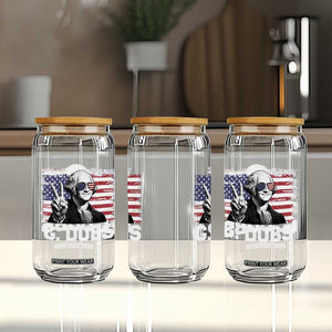 G Dubs George Washington Funny 4th Of July Glass Can Vintage American Flag