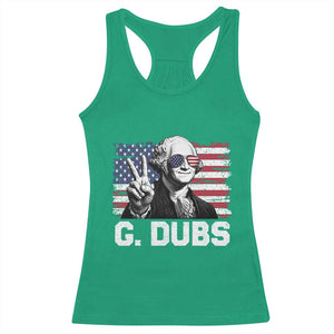 G Dubs George Washington Funny 4th Of July Racerback Tank Top Vintage American Flag