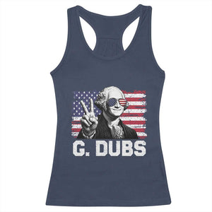 G Dubs George Washington Funny 4th Of July Racerback Tank Top Vintage American Flag