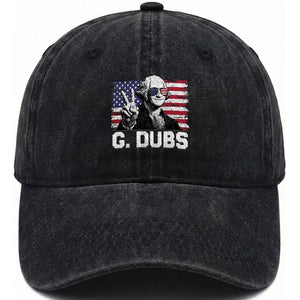 G Dubs George Washington Funny 4th Of July Washed Cotton Baseball Cap Vintage American Flag