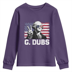 G Dubs George Washington Funny 4th Of July Youth Sweatshirt Vintage American Flag