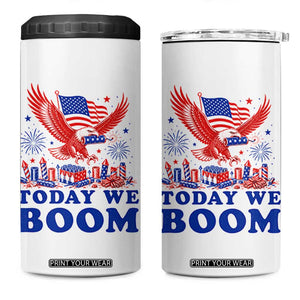 Today We Boom 4th of July Bald Eagle Fireworks 4 in 1 Can Cooler Tumbler