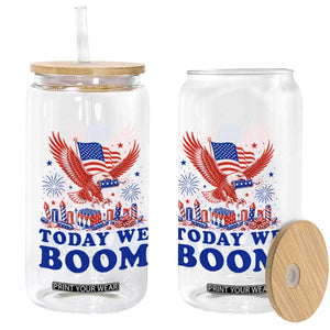 Today We Boom 4th of July Bald Eagle Fireworks Glass Can