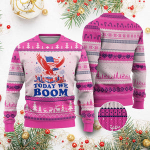Today We Boom 4th of July Bald Eagle Fireworks Ugly Christmas Sweater
