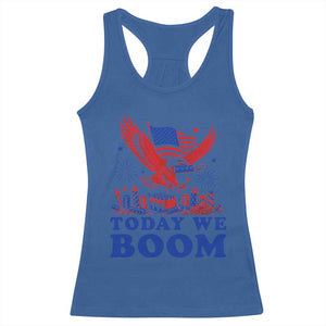 Today We Boom 4th of July Bald Eagle Fireworks Racerback Tank Top