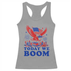 Today We Boom 4th of July Bald Eagle Fireworks Racerback Tank Top