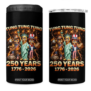 Tung Tung Tung Sahur 250 Years American 4 in 1 Can Cooler Tumbler Funny Brainrot Meme 4th of July