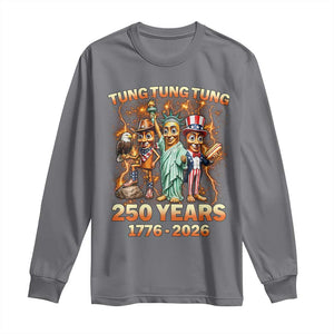 Tung Tung Tung Sahur 250 Years American Long Sleeve Shirt Funny Brainrot Meme 4th of July