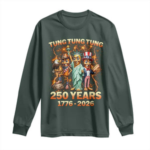 Tung Tung Tung Sahur 250 Years American Long Sleeve Shirt Funny Brainrot Meme 4th of July