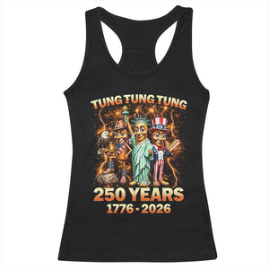 Tung Tung Tung Sahur 250 Years American Racerback Tank Top Funny Brainrot Meme 4th of July