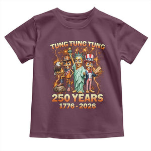 Tung Tung Tung Sahur 250 Years American Toddler T Shirt Funny Brainrot Meme 4th of July