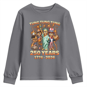 Tung Tung Tung Sahur 250 Years American Youth Sweatshirt Funny Brainrot Meme 4th of July