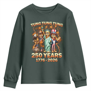 Tung Tung Tung Sahur 250 Years American Youth Sweatshirt Funny Brainrot Meme 4th of July