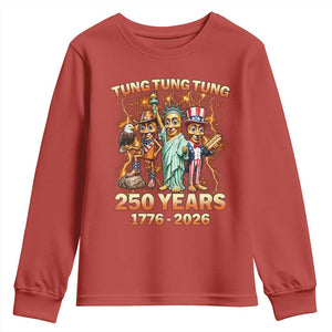 Tung Tung Tung Sahur 250 Years American Youth Sweatshirt Funny Brainrot Meme 4th of July