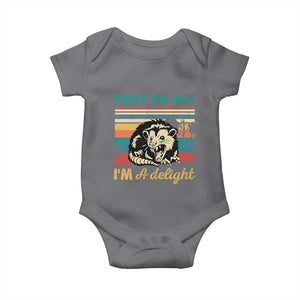 Funny First Of All I Am A Delight Baby Onesie Retro Angry Opossum TS11 Charcoal Print Your Wear