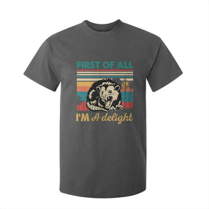 Funny First Of All I Am A Delight T Shirt For Kid Retro Angry Opossum TS11 Dark Heather Print Your Wear