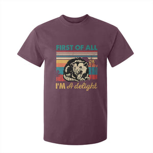 Funny First Of All I Am A Delight T Shirt For Kid Retro Angry Opossum TS11 Maroon Print Your Wear