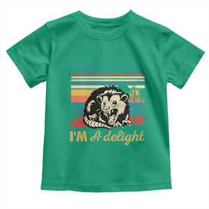 Funny First Of All I Am A Delight Toddler T Shirt Retro Angry Opossum TS11 Irish Green Print Your Wear