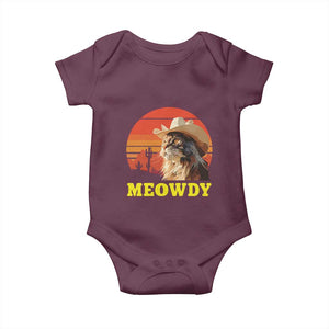 Funny Meowdy Baby Onesie Country Music Western Cowboy Cat TS11 Maroon Print Your Wear