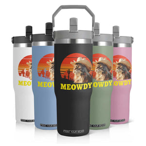 Funny Meowdy Flip Straw Tumbler Country Music Western Cowboy Cat TS11 Print Your Wear