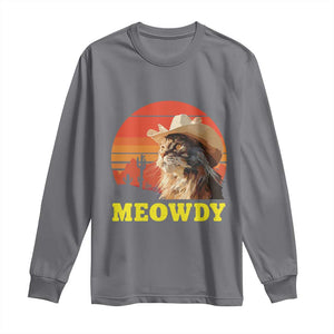 Funny Meowdy Long Sleeve Shirt Country Music Western Cowboy Cat TS11 Charcoal Print Your Wear