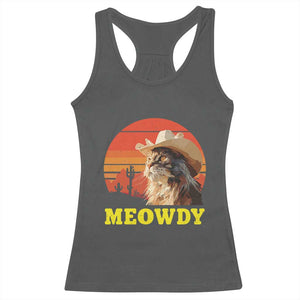 Funny Meowdy Racerback Tank Top Country Music Western Cowboy Cat TS11 Dark Heather Print Your Wear