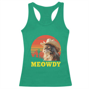 Funny Meowdy Racerback Tank Top Country Music Western Cowboy Cat TS11 Irish Green Print Your Wear