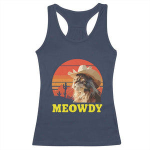 Funny Meowdy Racerback Tank Top Country Music Western Cowboy Cat TS11 Navy Print Your Wear