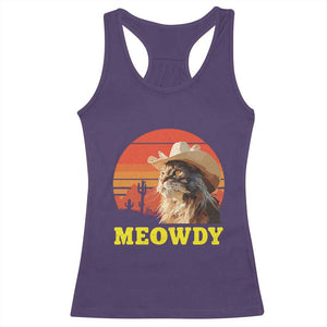 Funny Meowdy Racerback Tank Top Country Music Western Cowboy Cat TS11 Purple Print Your Wear
