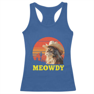 Funny Meowdy Racerback Tank Top Country Music Western Cowboy Cat TS11 Royal Blue Print Your Wear