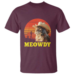 Funny Meowdy T Shirt Country Music Western Cowboy Cat TS11 Maroon Print Your Wear