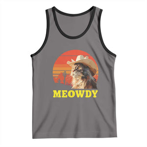 Funny Meowdy Tank Top Country Music Western Cowboy Cat TS11 Deep Heather Black Print Your Wear