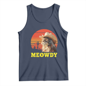 Funny Meowdy Tank Top Country Music Western Cowboy Cat TS11 Navy Print Your Wear