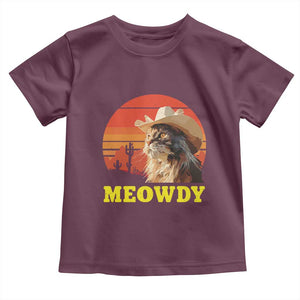 Funny Meowdy Toddler T Shirt Country Music Western Cowboy Cat TS11 Maroon Print Your Wear