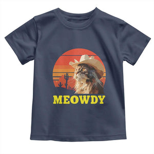 Funny Meowdy Toddler T Shirt Country Music Western Cowboy Cat TS11 Navy Print Your Wear