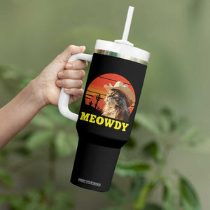 Funny Meowdy Tumbler With Handle Country Music Western Cowboy Cat TS11 Print Your Wear
